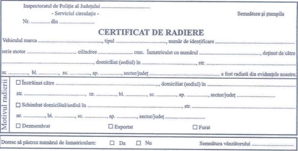 certificat radiere